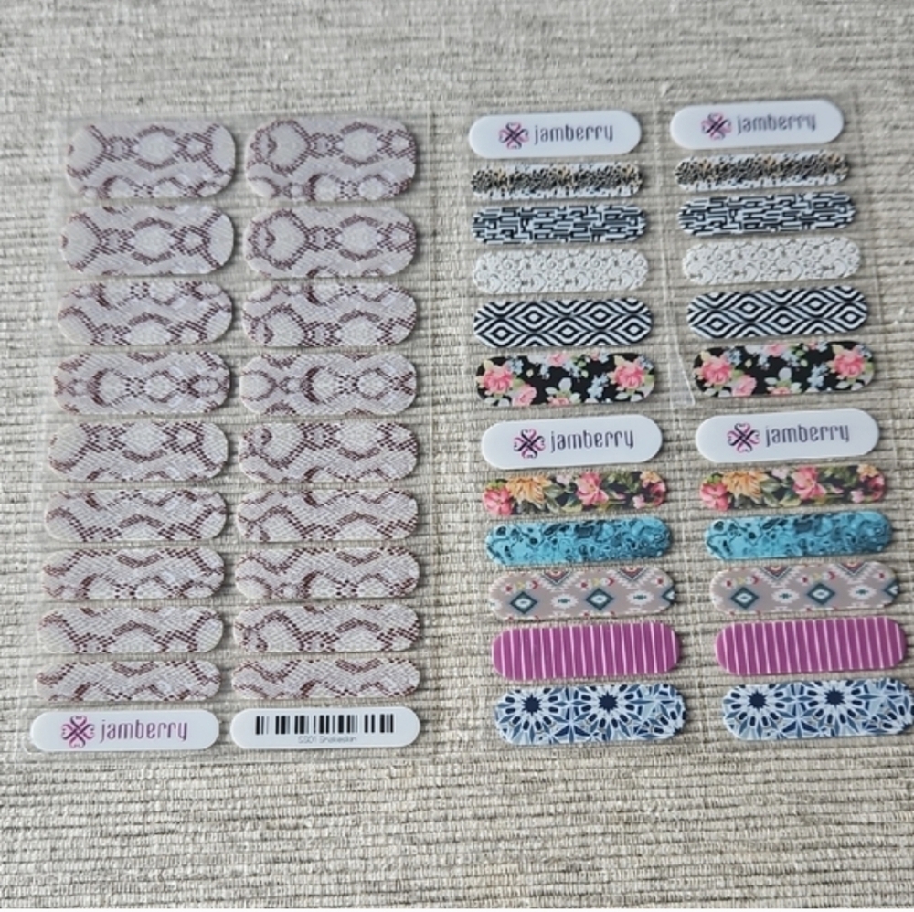 Jamberry Nail Wraps - Snakeskin,  Purple, Blue, and Pink Collection